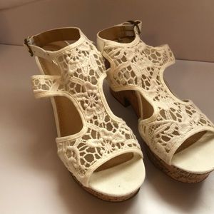 Cream lace wedges